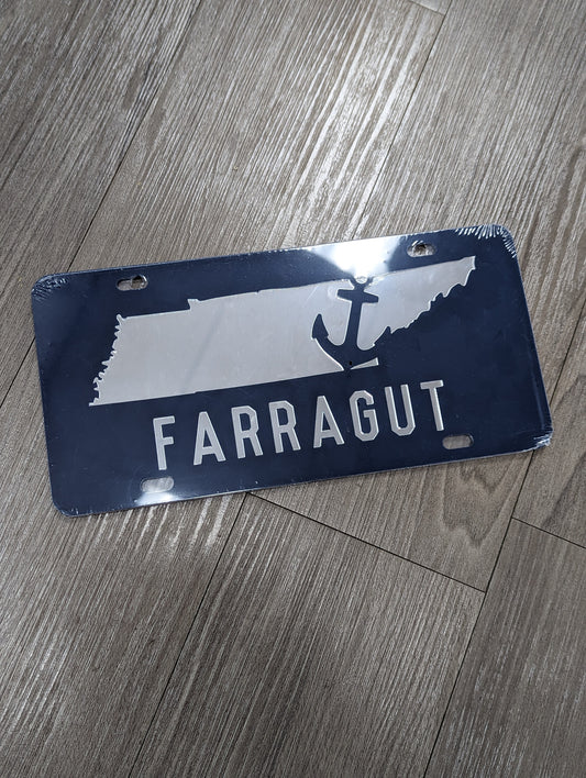 The Farragut Anchor State License Plate - NAVY