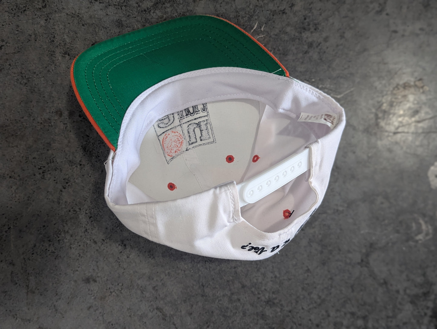 90s Orange U A Vol White Snapback Hat