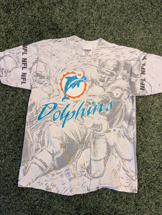 90's Stevenson Miami Dolphins AOP Tee - M