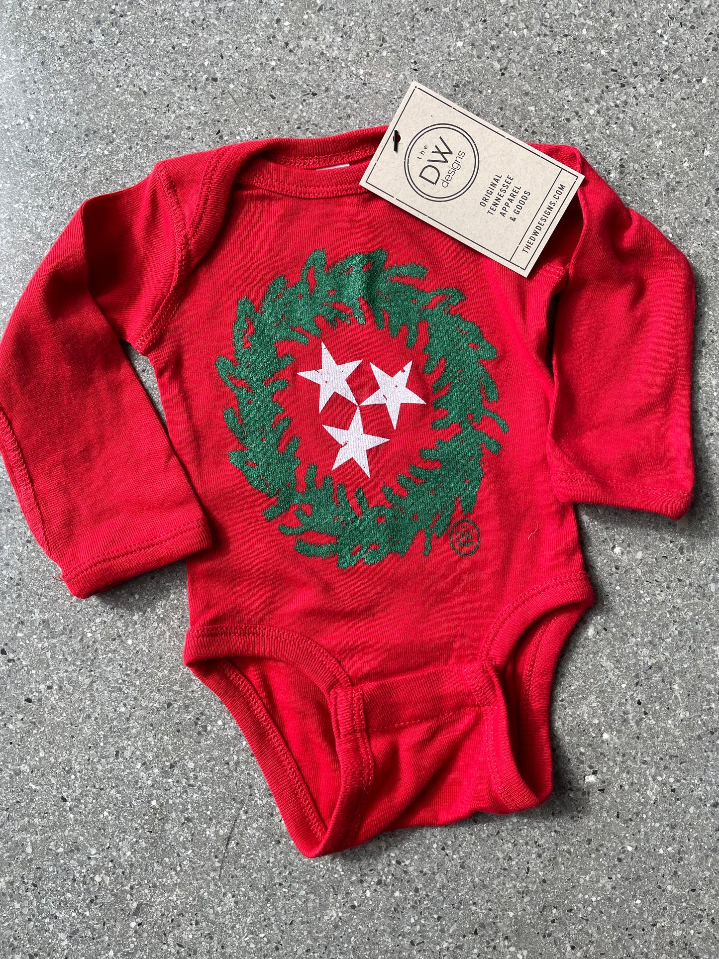 The TN Christmas Wreath Long Sleeve Onesie
