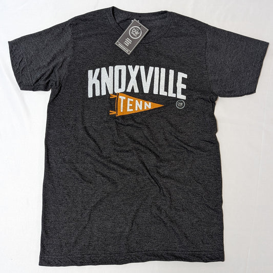 The Knoxville Tenn Pennant Tee features Knoxville above an orange pennant that says Tenn. Sold by The DW Designs, Knoxville, TN.