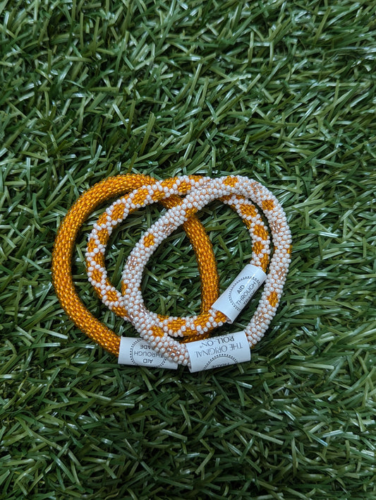 Roll-On® Bracelet Orange and White - Set of 3