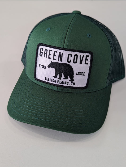 The Green Cove Black Bear Patch Hat - GREEN