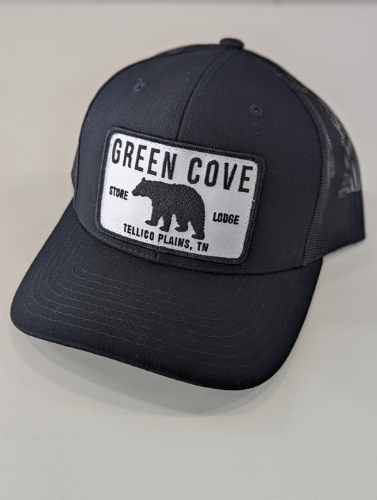 The Green Cove Black Bear Patch Hat - BLACK