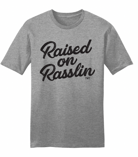 The Raised on Rasslin' Retro Tee - Grey