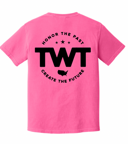 The TWT Motto Hot Pink CC Tee - Front/back Design