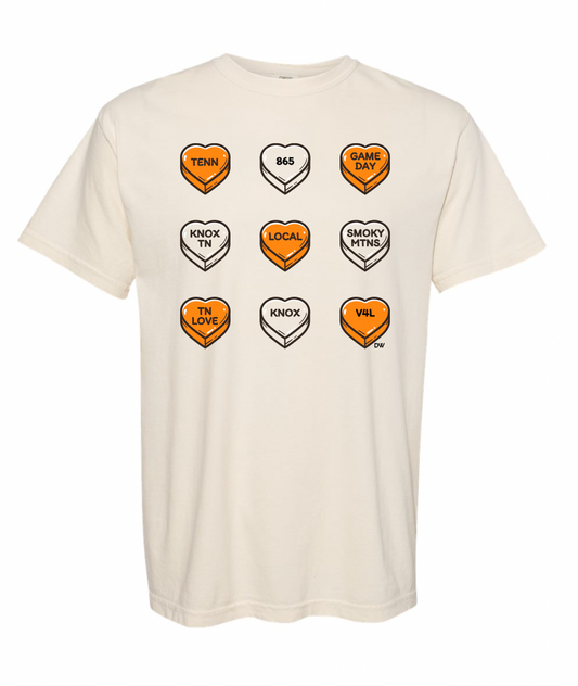 The TENN Gameday Candy Hearts CC Tee