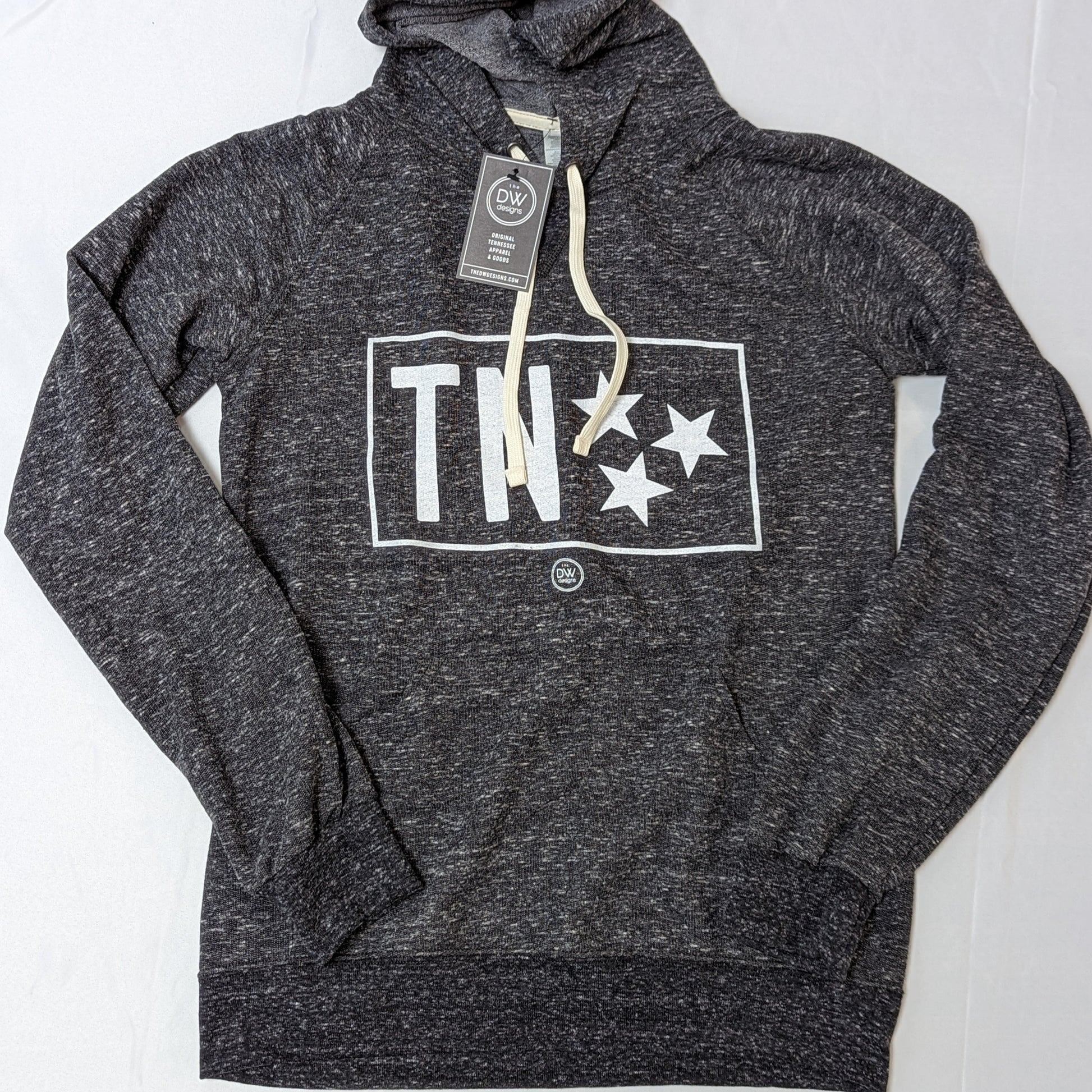 The TN Stars Hoodie features the abbreviation TN next to the three Tennessee stars. Sold by The DW Designs, Knoxville, TN.