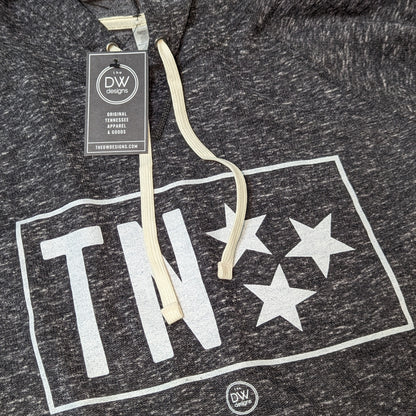 The TN Stars Hoodie features the abbreviation TN next to the three Tennessee stars. Sold by The DW Designs, Knoxville, TN.