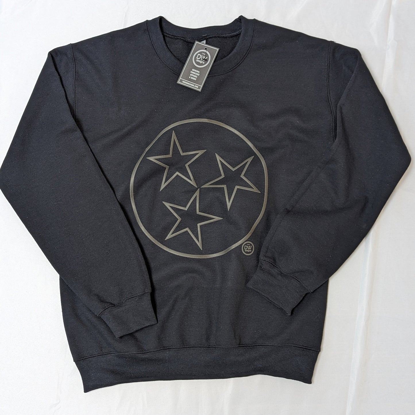 The Tristar Outline Puff Sweatshirt features the Tennessee tristar circle. Sold by The DW Designs, Knoxville, TN.