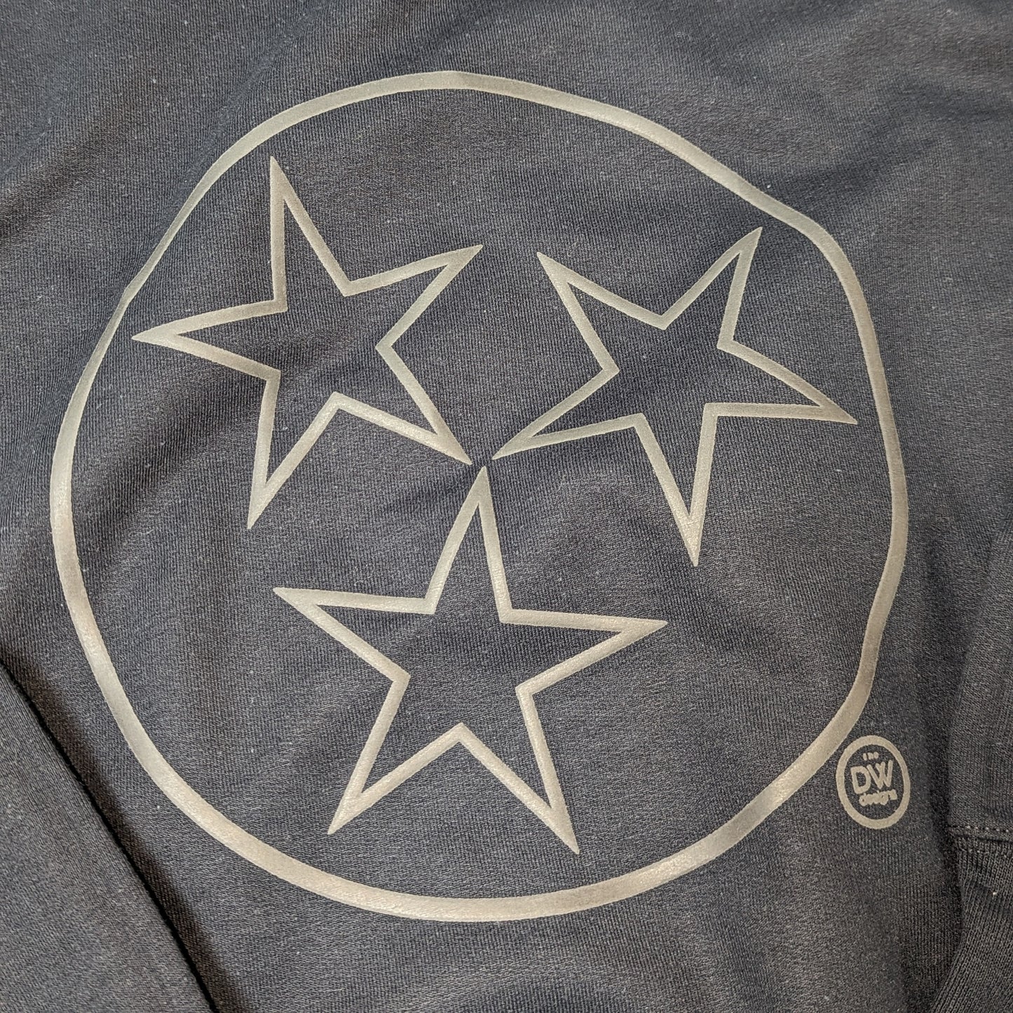 The TN Tristar Outline Puff Sweatshirt features the Tennessee tristar circle. Sold by The DW Designs, Knoxville, TN.