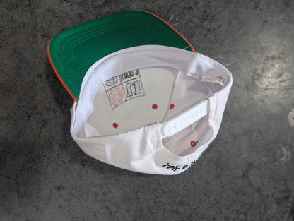 90s Orange U A Vol White Snapback Hat