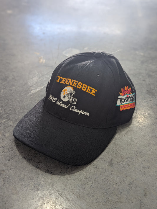 1998 Tennessee Vols National Champions Black Fiesta Bowl Leather Strapback Hat