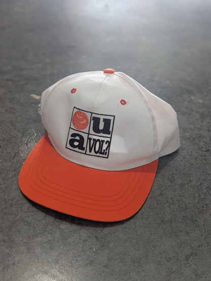 90s Orange U A Vol White Snapback Hat