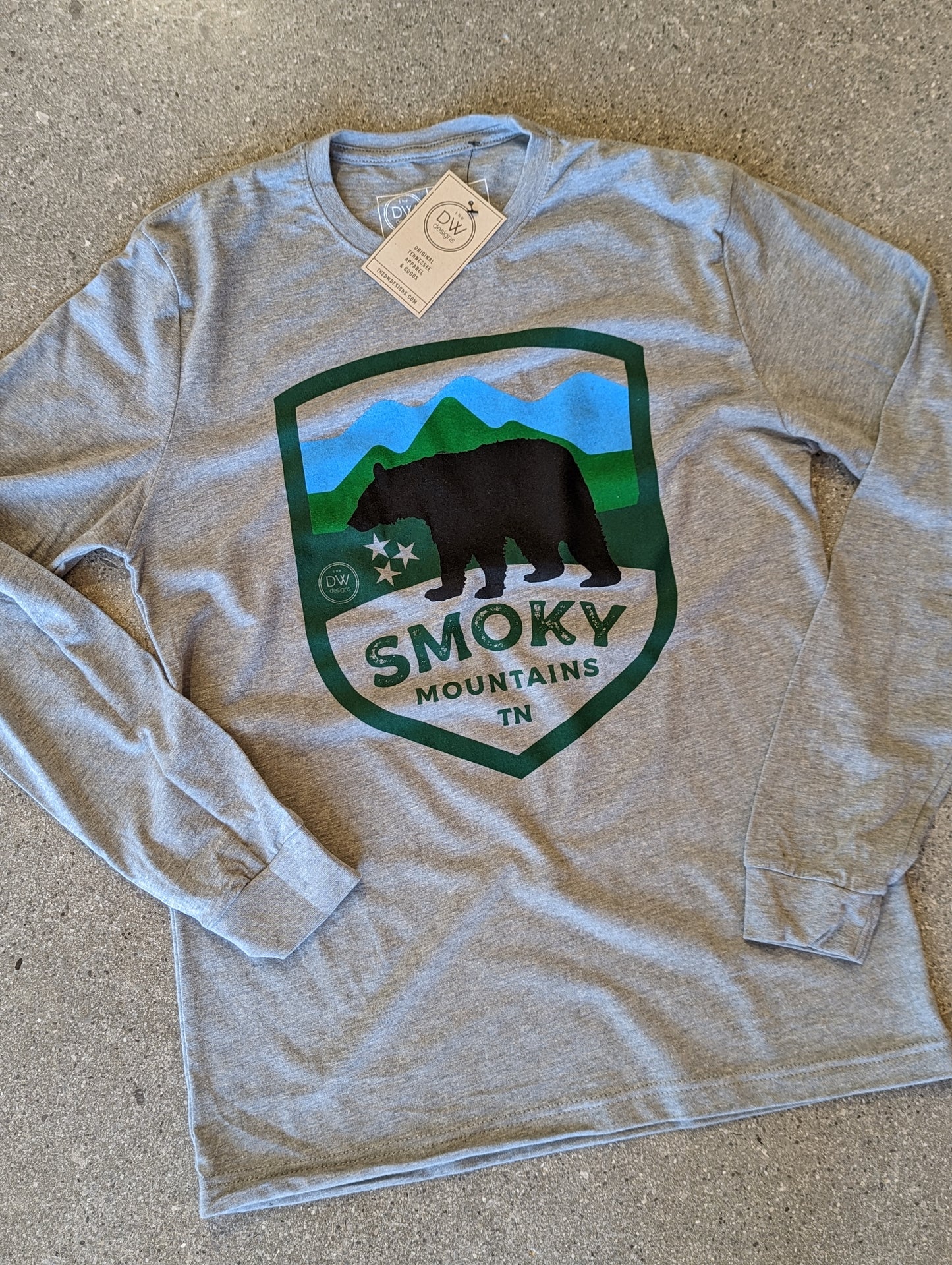 The Smoky Black Bear Badge Long Sleeve Tee