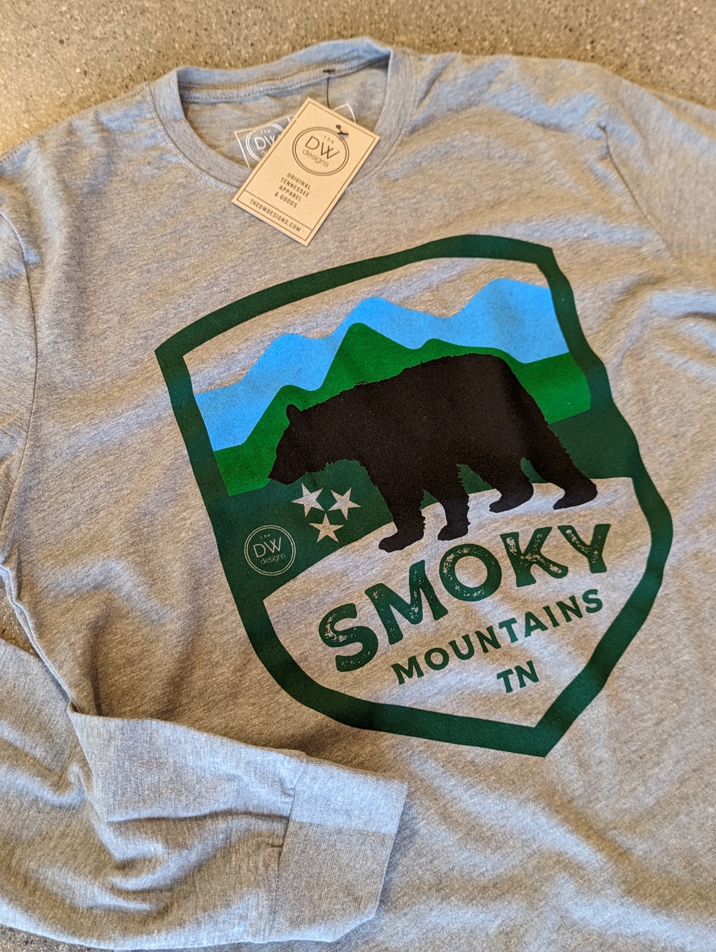 The Smoky Black Bear Badge Long Sleeve Tee